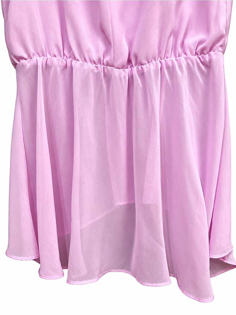 Bisou Bisou Michele Bohbot Pink Pleated Sleeveless Sheer Peplum Blouse XS - Picture 5 of 8